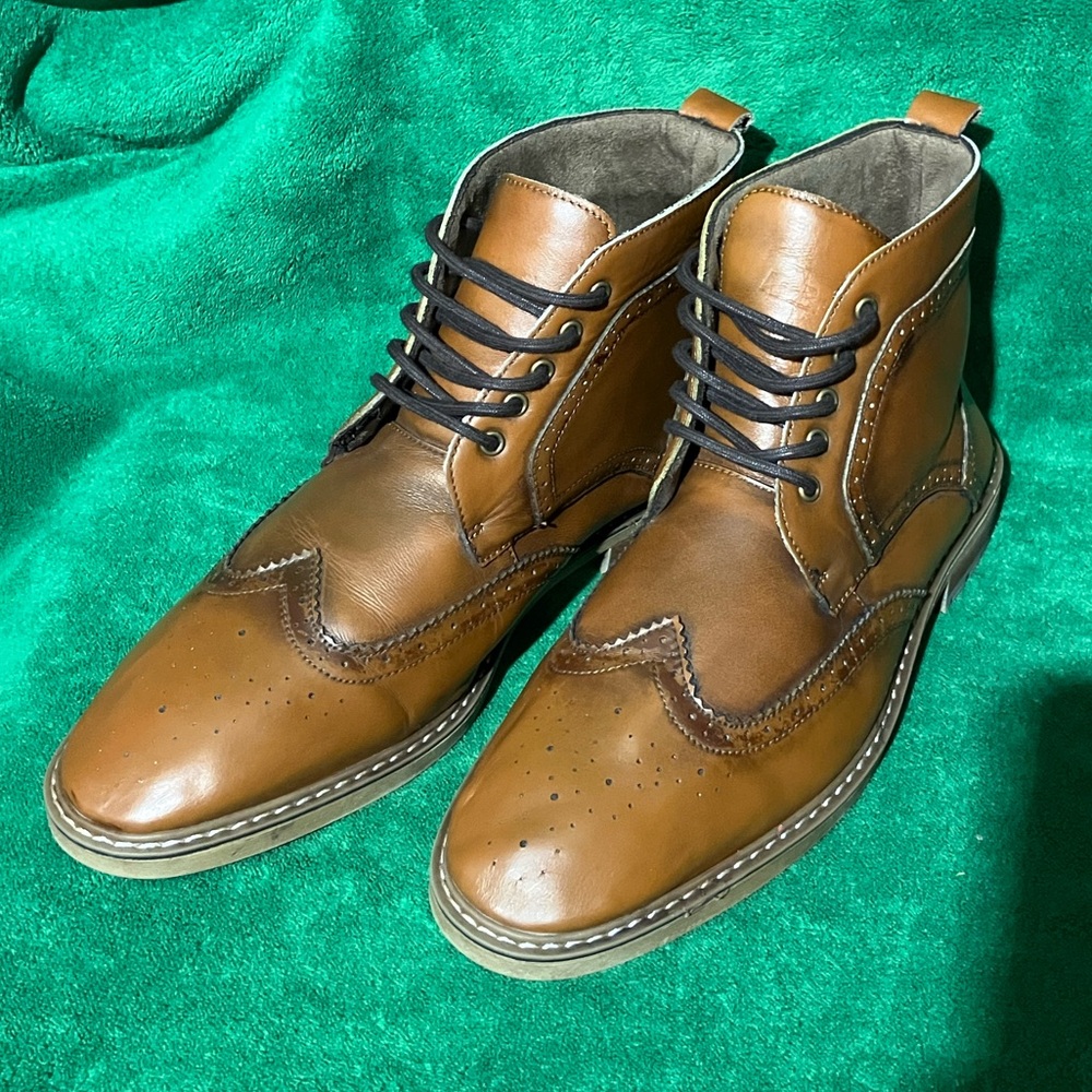 ArcBrothers Leather Oxfords Brown Ankle Boots Dressy Grip Boot Sole Size 12